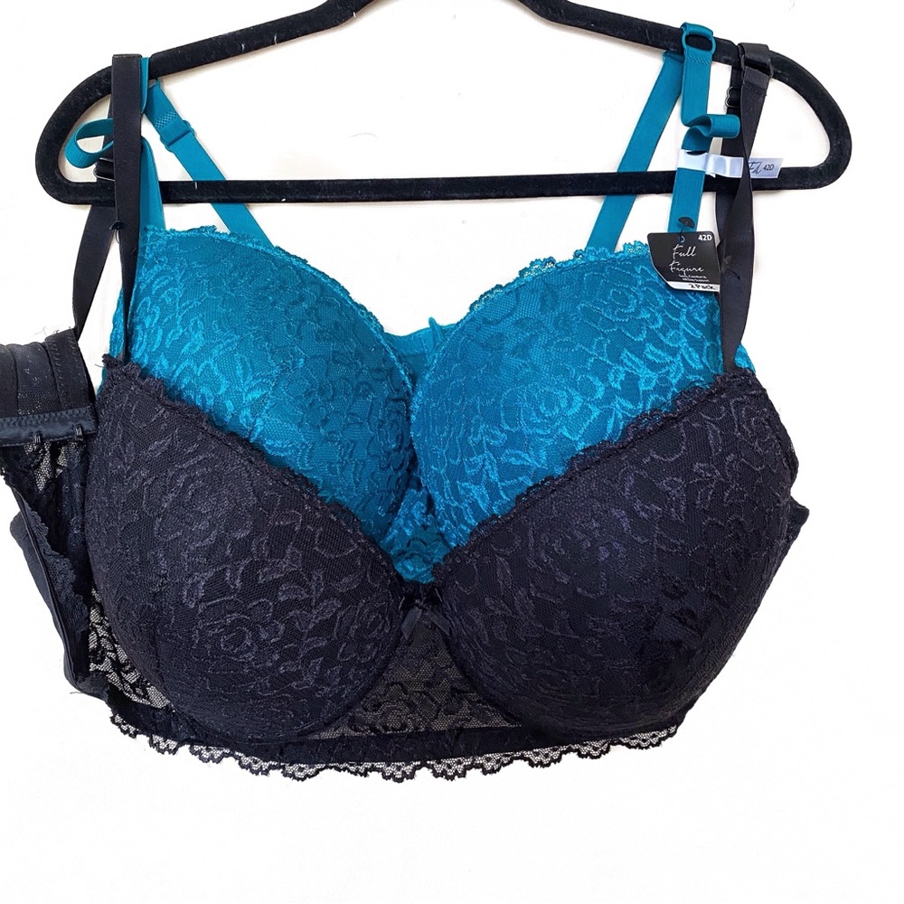 Elegant Lace Women's Bra - Teal and Black